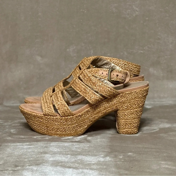 Stuart Weitzman Tan Jute Weavit Platform Sandals Size 6 - Picture 3 of 12
